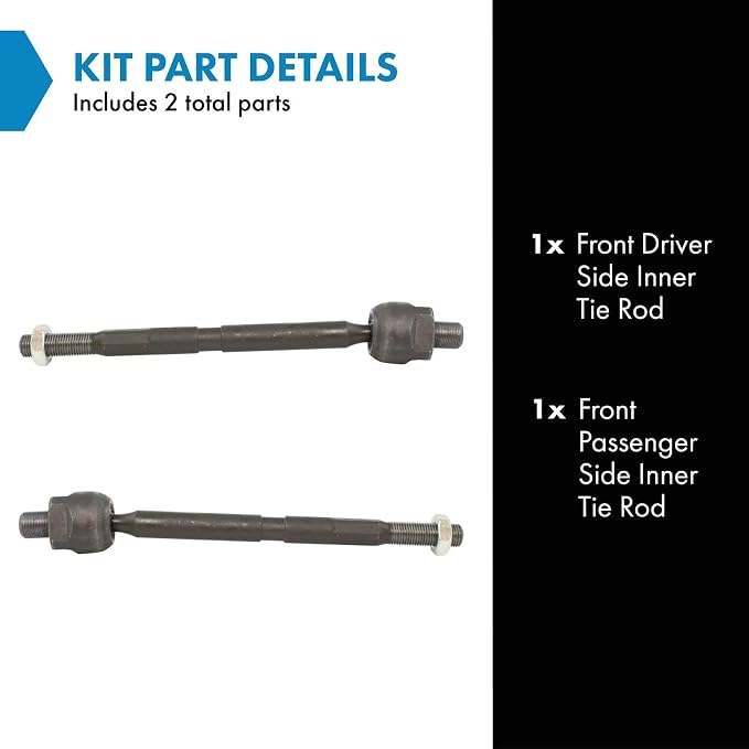 TRQ Front Inner Tie Rod Set 2 Piece Compatible with 2009-2013 Honda Fit