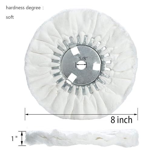 8" Soft Airway Buffing Wheel White Flannel / 5/8'' Arbor Hole/Finish Polish Step for Angle Grinder - 2 PCS