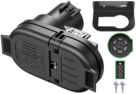 4/7 Pin Trailer Wiring Harness Connector with Mounting Bracket, 7 Way Blade and 4 Way Flat Towing Adapter Plug Compatible with Ford, GMC, Dodge Ram, Chevy Silverado