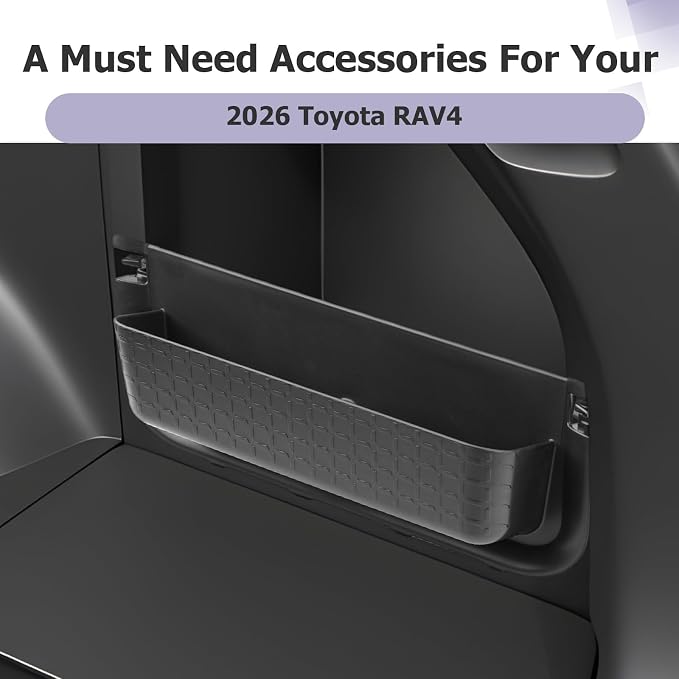 LUWU Trunk Side Pocket Storage Box Compatible with 2026 RAV 4 Accessories Armrest Console Secondary Storage Box Insert Tray Trunk Organizer ABS Material Black