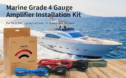 4GA Amp Wiring Kit, 100% Oxygen Free Copper OFC 3000W Complete Amplifier Wire Installation Accessories - Make Connections and Brings Power to Car, Home and Marine Audio Systems AGSK4