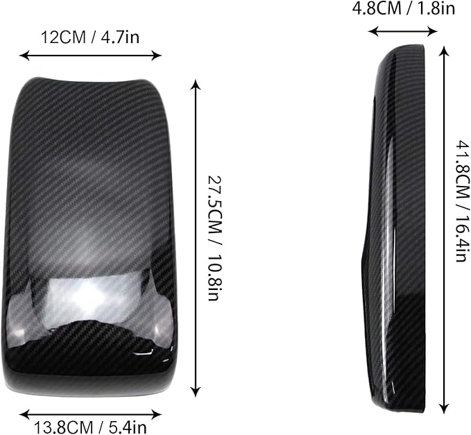 Center Console Trim Cover Compatible with Honda Civic 10th Generation 2016-2021 Center Armrest Box ABS Black Carbon Fiber (3Pcs)