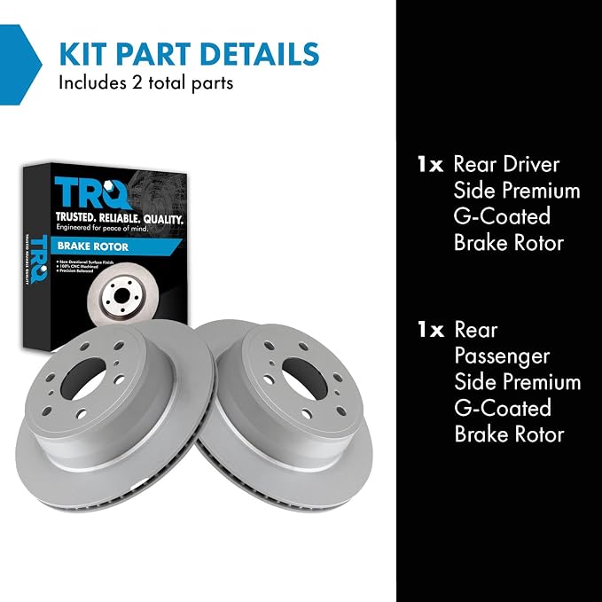 TRQ Rear G-Coated Brake Rotor LH RH Kit Pair Set of 2 for GM Truck SUV