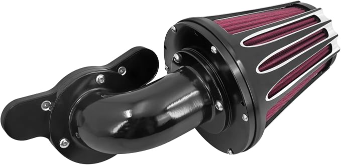Motorcyle Air Cleaner Filter CNC 90° Forward-Facing Kit Fit for Harley Softail Touring Trike Sportster XL Dyna (Black Housing Red Element, A For Sportster XL 04-22)