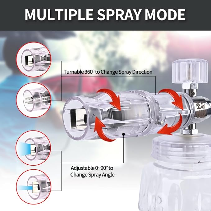 BEAR FORCE Pressure Washer Aluminium Foam Cannon Foam & High Pressure Washer Gun 3000 PSI Max with 1/4” Quick Connector & 1.25mm & 1.10mm Orifice Nozzle, 360° Adjustable Thicker Snow Foam