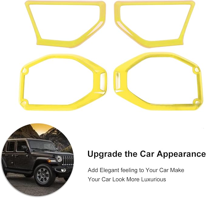 RT-TCZ A Pillar Speaker Trim Cover & Roof Speaker Audio Trim Cover Ring Kit Decoration Interior Accessories for Jeep Wrangler JL JLU & Gladiator JT 2018-2022,Yellow