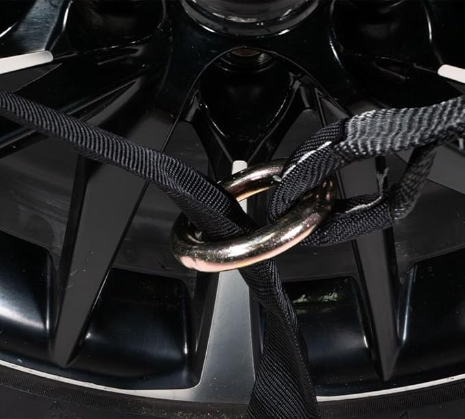 Mytee Products 4 Pack 2"x120" Car Tie Down Straps for Trailer with Flat Hook - 3333 LB WLL Black Lasso Style Tire Straps for Car Trailer with Ratchets - Vehicle Tie Down Wheel Straps for Hauling Cars