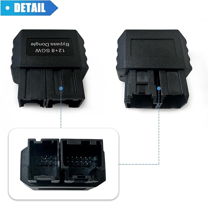 OBD2 FCA 12 8 Bypass Dongle, 12+8 Pin Adapter Connector for Chrysler FCA Security Gateway Module(SGM), Compatible with 2018 and Newer Vehicles,Work with OBD Diagnostic Scanner Tools/Code Reader