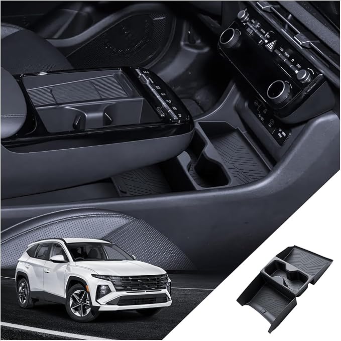 for Tucson Center Console Organizer 2025 2026 Hyundai Tucson 2.5L/Hybrid/PHEV Accessories Armrest Tray Middle Storage Box Insert Container Durable ABS Plastic