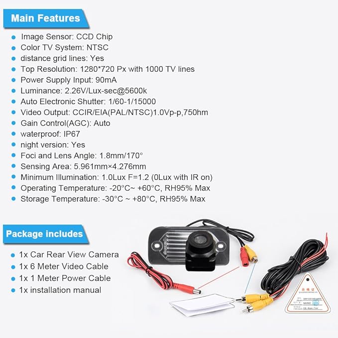 1280*720 pixels car rear view backup camera replacement for Mercedes-Benz C-Class Coupe Limousine W203 C30CDI C32 C55 C180 C200 C220 C230 C240 C270 C280 C320 C350 C203 CLC180 CLC220 CL200 CL203 Sport