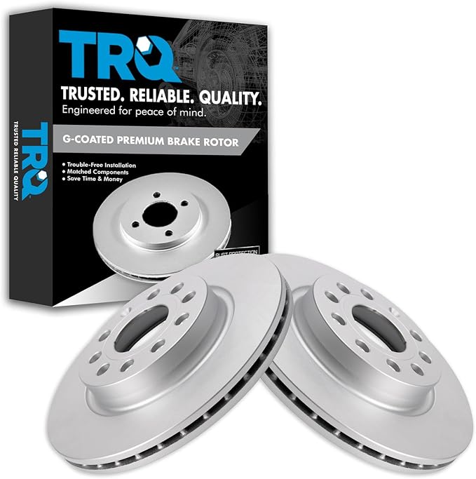 TRQ Front Brake Rotor Set G Coated Vented Compatible with 2011 Audi A3 2011 A3 Quattro 2011-2015 Volkswagen Jetta 2013 Volkswagen GTI