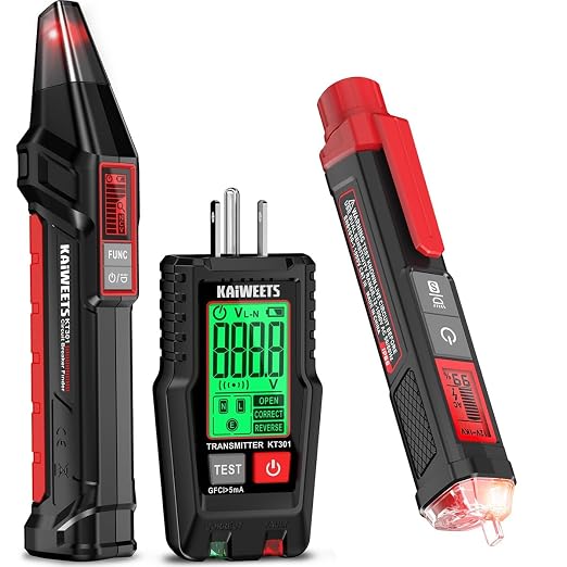 KAIWEETS Circuit Breaker Finder with LCD Display KT301P and KAIWEETS Voltage Tester/Non-Contact Voltage Tester HT100s