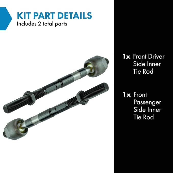 TRQ Front Inner Tie Rod Set 2 Piece Compatible with 2006-2012 Chevrolet Colorado 06-12 GMC Canyon 06 Isuzu i-350 07-08 i-370