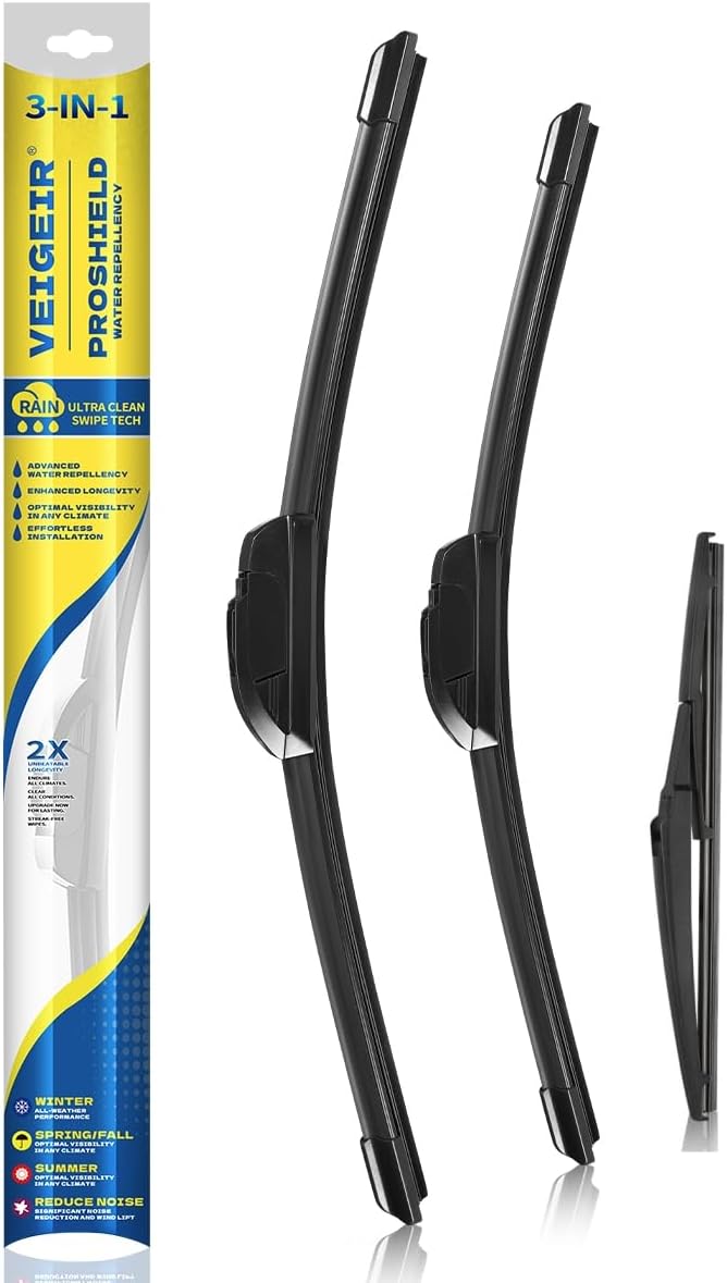 3 Pack Windshield Wiper Blades Compatible with 2018 2019 2020 2021 2022 Jeep Compass Original Factory Quality Front Rear Wipers Blade Set for My Car 24" 18" 10"
