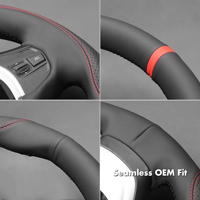 MEWANT Hand Stitch Steering Wheel Cover for BMW 2 Series F22 F23 2014-2020 3 Series F30 F34 2012-2018 4 Series F32 F33 F36 2014-2020 DIY Black Microfiber Leather Interior Accessories