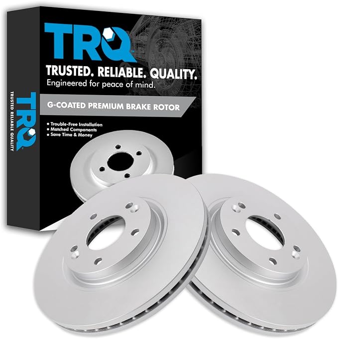 TRQ Front Brake Rotor Set G Coated Vented Compatible with 2010-2012 Hyundai Santa Fe 2011-2013 Kia Sorento