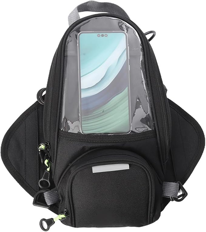 Rulbelok Nylon Motorcycle Tanks Bag with Touch Control Phone Pocket and Multiple Storage Compartments for Riders Motorcycle Tanks Bag Magnetic Waterproof