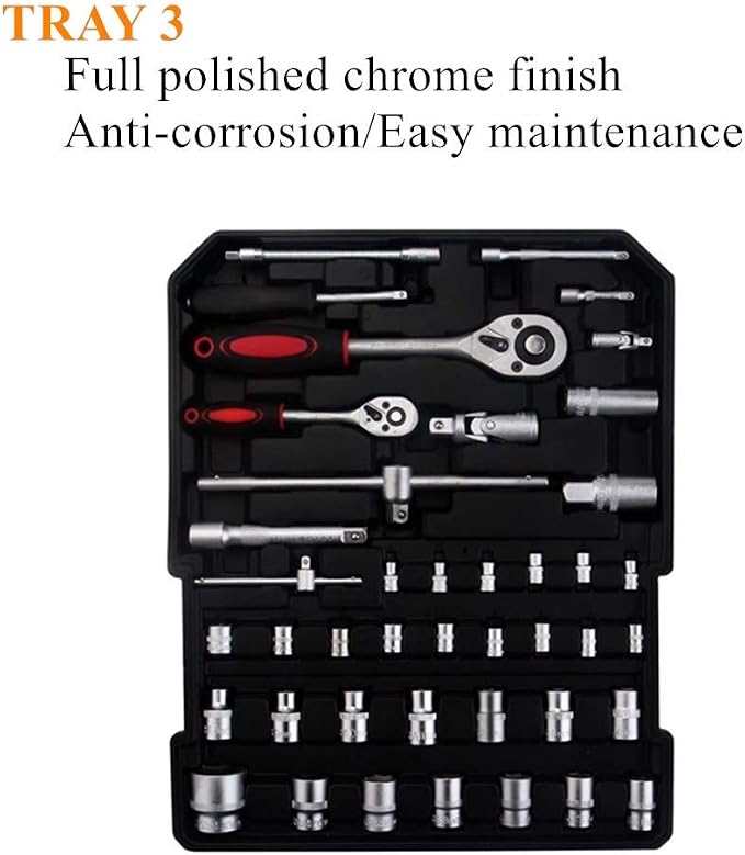 FLZOSPER 799-Piece Sturdy Tool Set with Rolling Wheels Aluminum Trolley Case, General Household Tool Kit, Auto Repair Tool Set Toolbox and Wheels