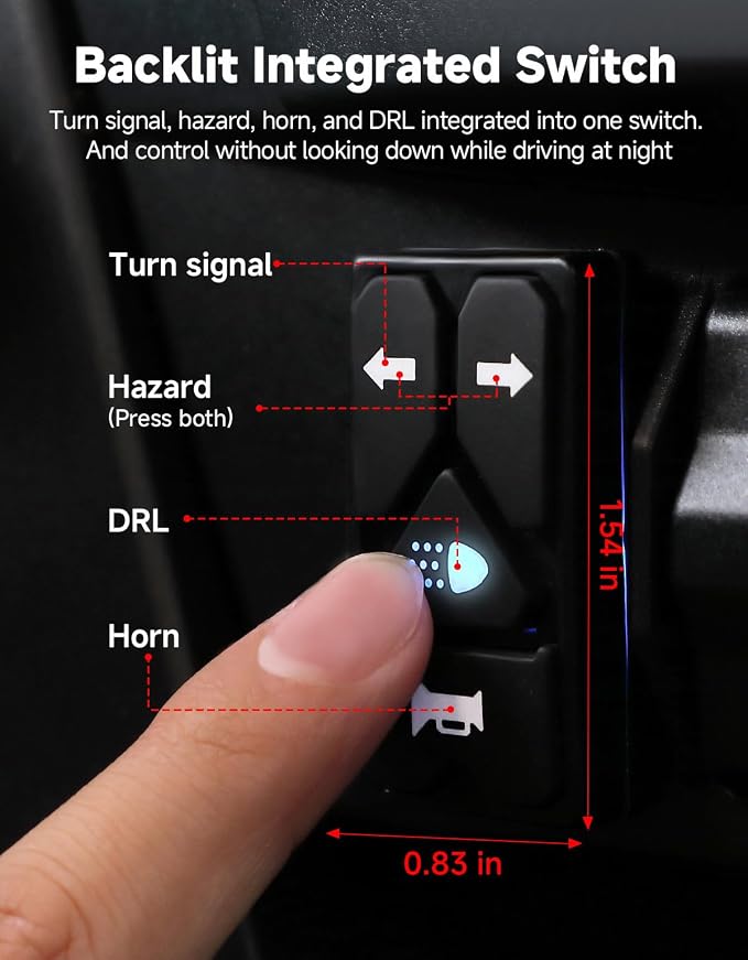 KEMIMOTO Triangle UTV Turn Signal Kit with Horn, and Integrated Switch, Pre-Wired, Plug and Play UTV ATV Blinker, Universal Street Legal Turn Signals Compatible with Polaris, Can-Am, Teryx, CFMOTO