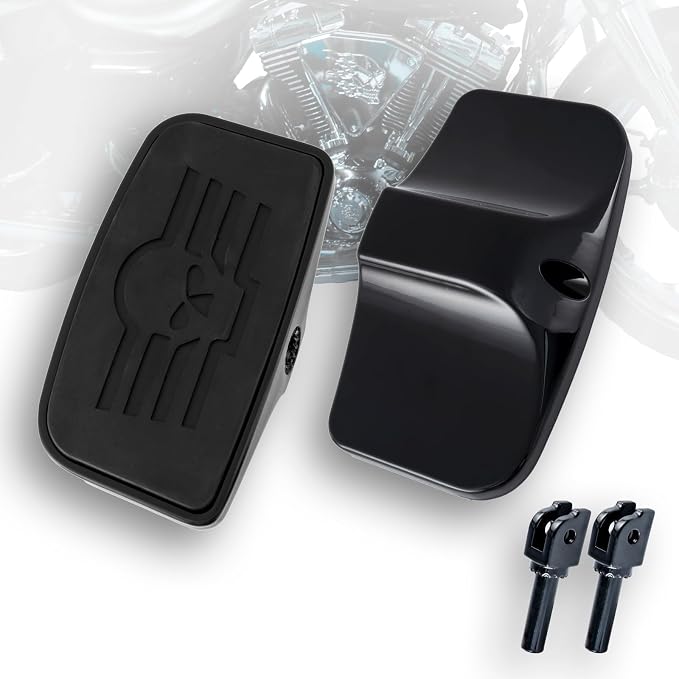 Driver Footpeg Passenger Peg Floorboard Footboard for Harley Softail Slim Standard Fatboy Fatbob streetbob low rider breakout heritage Sport Glide (Skull-Black)
