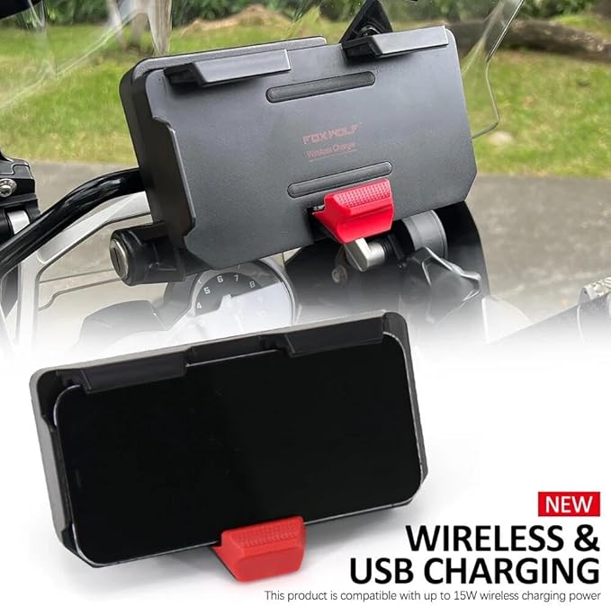 The New GPS Mobile Phone Motorcycle Navigation Bracket Wireless Charging Support with Two USB Ports for R1200GS/ADV F800GS ADV F700GS/ADV R1250GS/ADV CRF1000L F850GS ADV S1000XR F900R