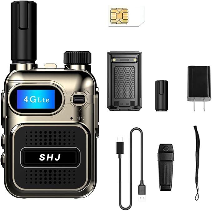 SHJ 4G PoC Radios with 1 Additional Yearly Sim Cards- Ultimate Communication Solution for Businesses and Teams walkie-Talkie Durable and White Silver (Gold)