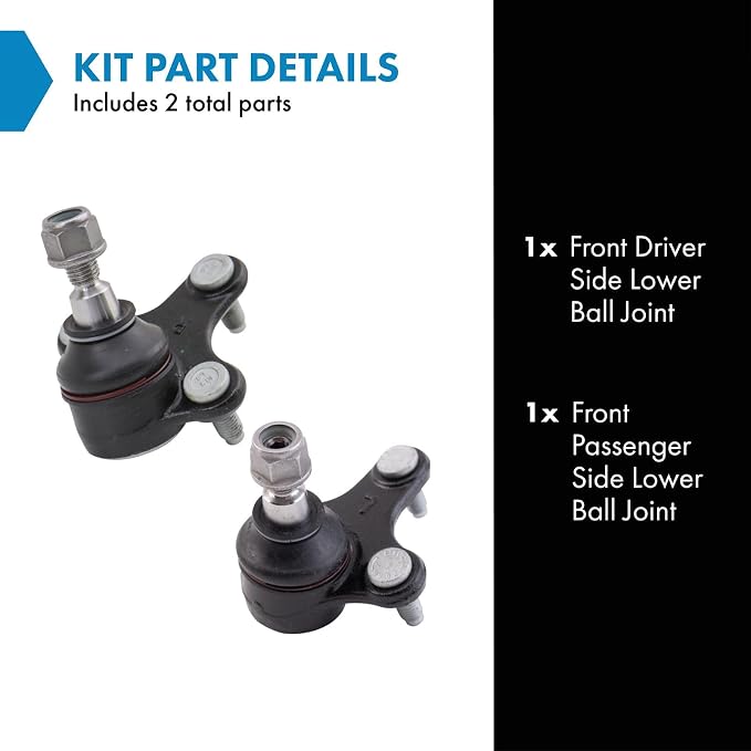 TRQ Front Lower Ball Joint Set Driver and Passenger Side 2 Pieces Compatible with 2015-2016 Audi A3 2015-2018 Volkswagen e-Golf 2015-2020 Volkswagen Golf 2015-2019 Golf SportWagen