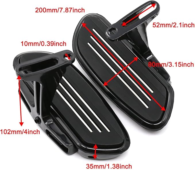 Motorcycle Passenger Floorboard Streamliner Footboard with Mount Bracket Kit Fit for Harley Touring Road Glide Street Glide Road King Electra Glide 1993-2025 (Black)