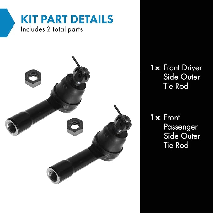 TRQ Front Outer Tie Rod Set 2 Piece Compatible with 1991-1996 1991-2002 INFINITI G20
