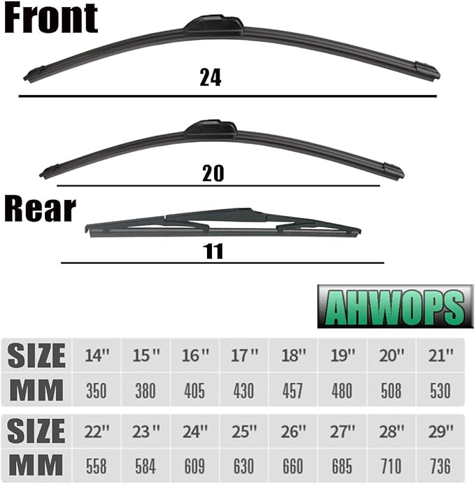 3 Wiper Front and Rear Wiper Blades for 2011-2015 Kia Sorento/2010-2019 Soul/2018-2019 Kia Soul EV, OE Original Style (24″/20″ Front/11″ Rear) For My Car