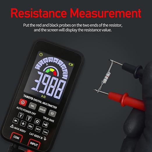 Digital Multimeter 6000 Counts Amp Voltage Tester Auto-Ranging with Backlit Screen, Measures AC/DC Voltage Current Resistance Capacitance Continuity Diode Live Wire Test NCV for Automotive, Household