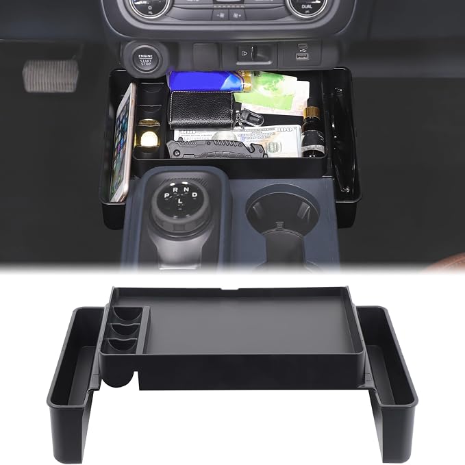 Aunginsy Car Center Console Shifter Storage Tray Compatible with Ford Maverick 2022 2023 2024 2025 Pickup Truck Central Control Gear Shift Side Organizer Storage Box Insert Groove ABS Accessories