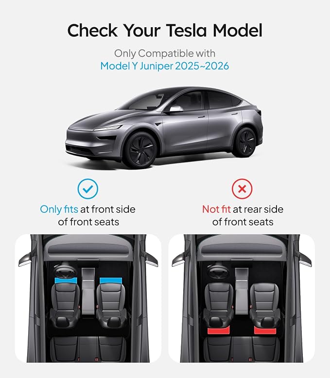 Wigoo Under Seat Storage Box for Tesla Model Y Juniper 2025~2026, 2 Pack Underseat Storage Tray with Lid, Secure No-Slide Design
