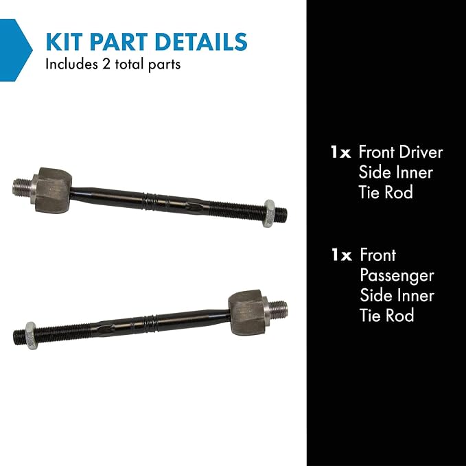 TRQ Inner Driver and Passenger Side Tie Rod Set 2 Piece Compatible with 13-20 Ford Fusion 19-21 Ford Edge without 21 Inch Wheels 22-23 Edge 13-20 Lincoln MKZ 19-23 Lincoln Nautilus