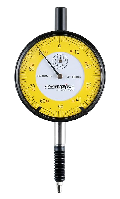 Accusize Industrial Tools 0-1mm x 0.01mm Plain Back IP54 Shockproof Metric Dial Indicator Premium Grade, P900-S002