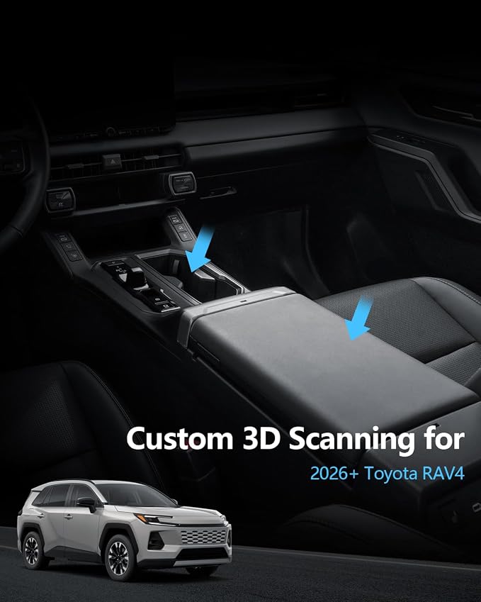 SKTU 2PCS for 2026 Toyota RAV4 Center Console Mat for 2026+ Toyota RAV4 (LE/SE/XLE Premium/Woodland/XSE/Limited) Non-Slip Console Pad & Gear Shift Panel 2026 RAV4 Accessories Side Storage Box