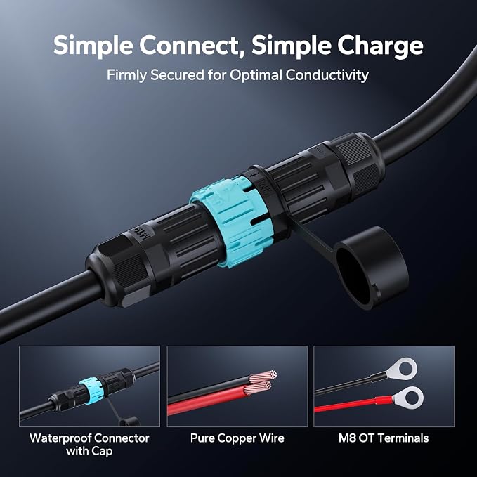 LiTime IP65 Waterproof 14.6V 10A LiFePO4 Onboard Charger, Fast Charging, 4 Safety Protections, Better Charging Performance, Extend Lithium Batteries Life, with LED Indicator, Outdoor & Marine Use