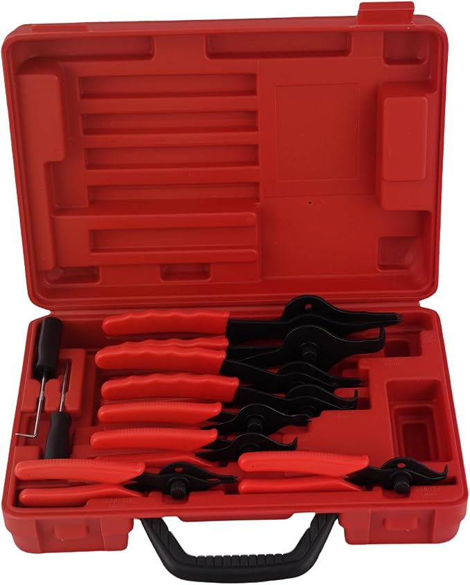 maXpeedingrods 8 Pcs Snap Ring Pliers Set with 5" Pick/Hook Tool for 0.038in 0.047in 0.070in 0.090in, Bent Tip Pliers Professional Grade Repair Kit with Case