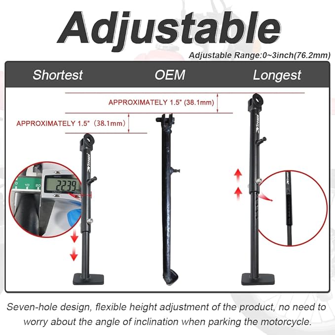 Xitomer 0-3'' Adjustable Sidestand Fit for XR650L 1993-2026 Motorcycle Adjustable Kickstand