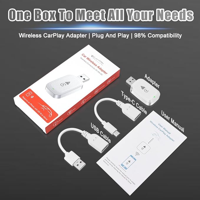 High Speed 5.0GHz CarPlay Adapter,U Disk Style, Fast Response Stable Connection, for iOS, with for Voice Assistant, OTA Online Upgrade Feature (White)
