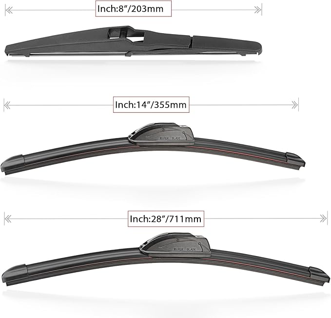 Windshield Wiper Blades Replacement for Toyota Prius C 2012 2013 2014 2015 2016 2017 2018 2019 Original Factory Quality Front Rear Wipers Blade Set for Car - 28" 14" 8" (Piece of 3)