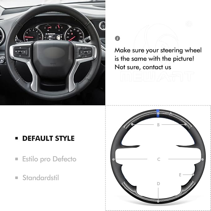 MEWANT DIY PU Carbon Fiber Black Genuine Leather Steering Wheel Cover for Chevy Blazer Silverado 1500 2500 Suburban