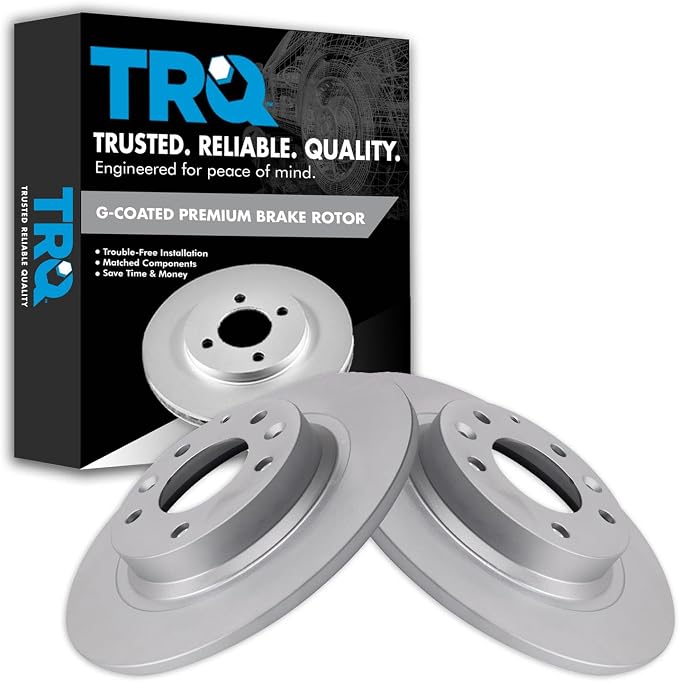 TRQ Rear Brake Rotor Set Coated Compatible with 06-12 Ford Fusion 06 Lincoln Zephyr 07-12 Lincoln MKZ 06-11 Mercury Milan 98-02 Mazda 626 03-13 6 03 Protege MazdaSpeed 06-15 MX-5 Miata