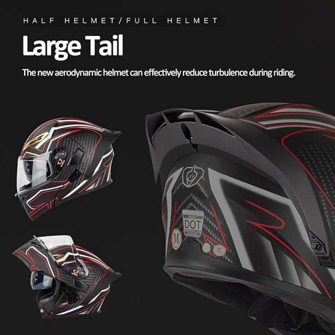 Bluetooth Modular Motorcycle Helmet DOT/ECE Approved Full Face Flip up Anti-Fog Double Visor Helmet Built-in Dual Speaker with Microphone for Adult Men and Women…