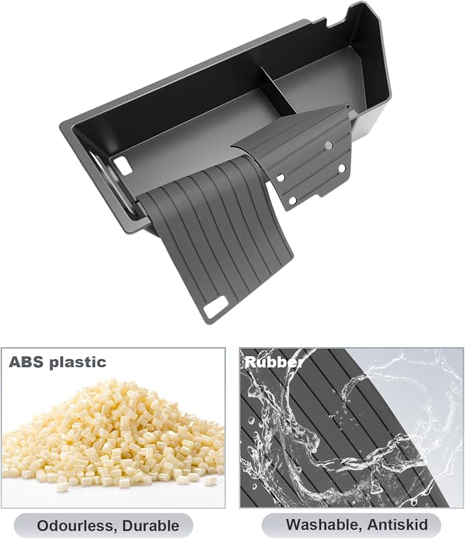 SKTU 2Pcs 2024 2025 2026 Chevy Equinox EV Center Console Organizer 2024-2026 Equinox EV (LT/RS) Console Tray Lower Console Tray 2024 2025 2026 Chevy Equinox EV Accessories Under Console Organizer