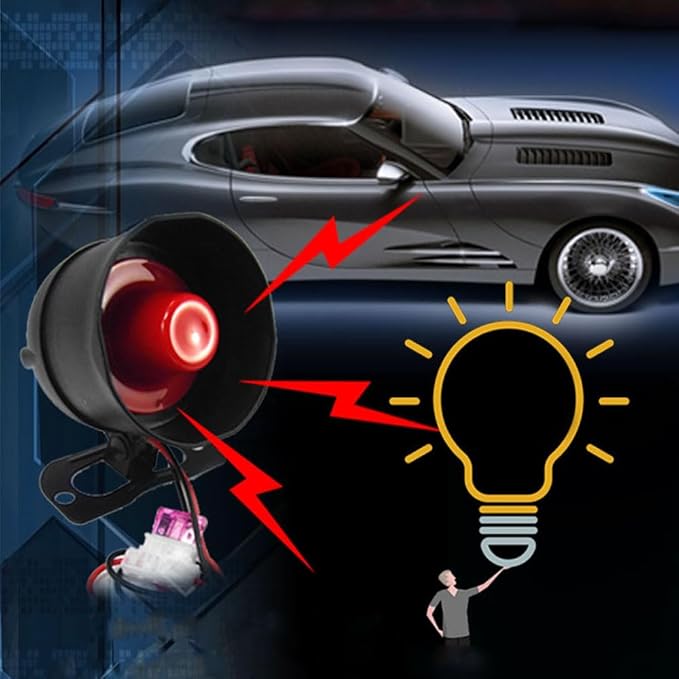 Riloer Car Alarm Device, Universal Car Alarm Device, Vibration Alarm System for 12V Car, Suitable for DC12V Cars