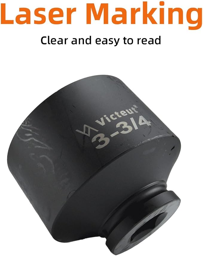1" Drive 3-3/4" Jumbo Impact Socket, 6-Point, Heat Treated Cr-V Alloy Steel, One-Piece Forged, Surface Phosphating and Blackening Treatment, Anti-rust, Radius Corner Design, No Harm to Nut Corners