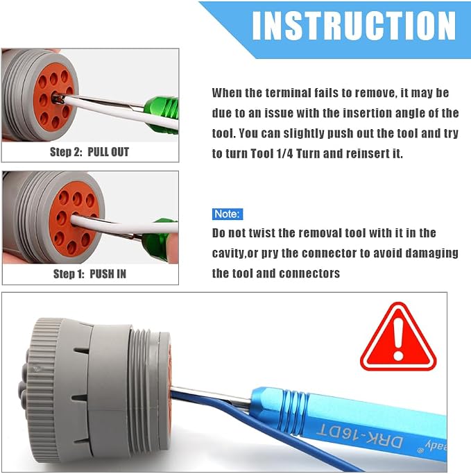 JRready ST5291 Deutsch Pin Removal Tool for Deutsch Size 12 16 20 Solid Contacts Wire Gauge 12-22 AWG,Terminal Release Tool Kit for Deutsch DT, DTM, DTP, DTHD, and HD Series Connectors