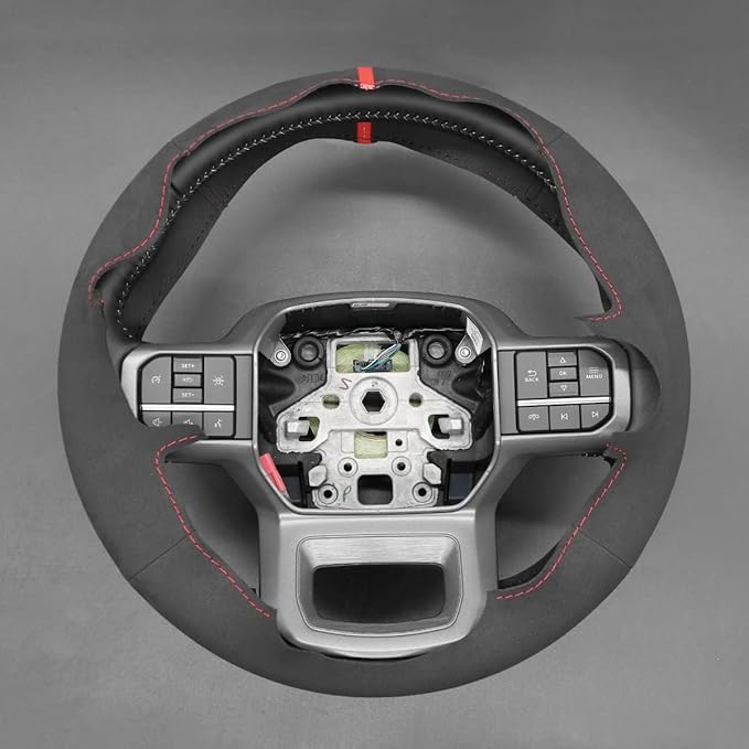 Leather Carbon Fiber Steering Wheel Cover for Ford F-150 2021-2026 /Ford F-250 F-350 F-450 F-550 F600 2023-2026 /Ford Expedition F150 Lightning 2022-2024 Hand Stitched Accessories Custom OEM