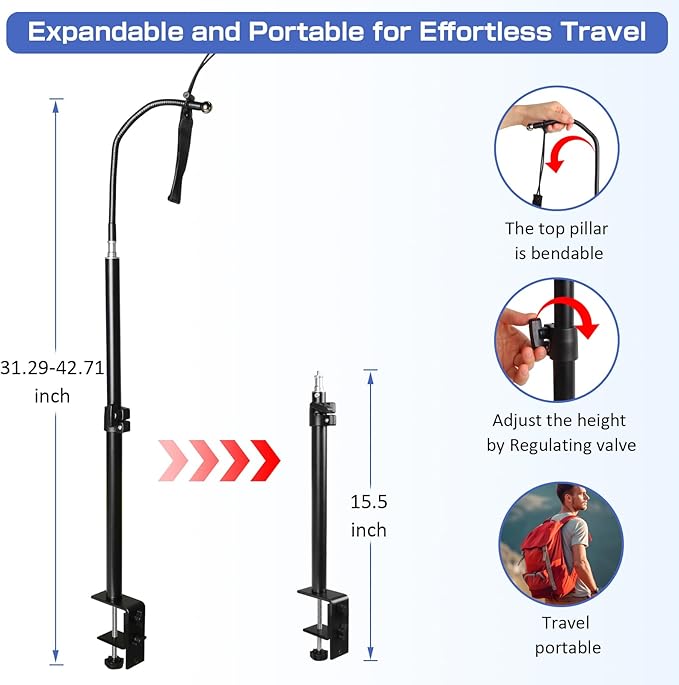 IKSTAR CPAP Hose Holder for Bed – Stable Anti-Slip Base, Adjustable Tube Hanger, Prevents Tangles & Blockage, Durable Carbon Steel, Travel-Friendly CPAP Accessories for Better Sleep